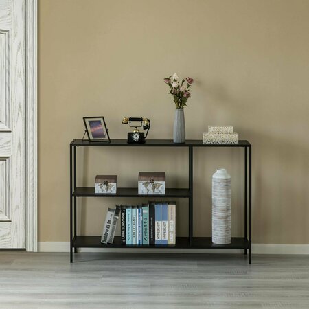 FABULAXE Modern Display Metal Console Table with Open Shelfs, for Dining, Entryway and Hallway, Black QI004189.BK